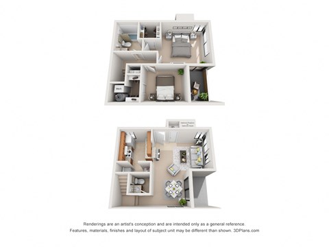 1000 sq.ft. Two Bed Two Bath